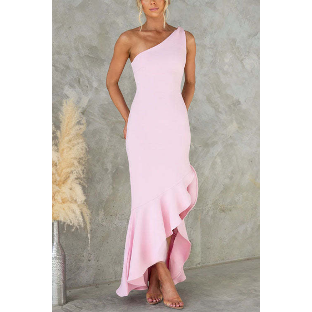 Renske – One-Shoulder Jurk met Volant