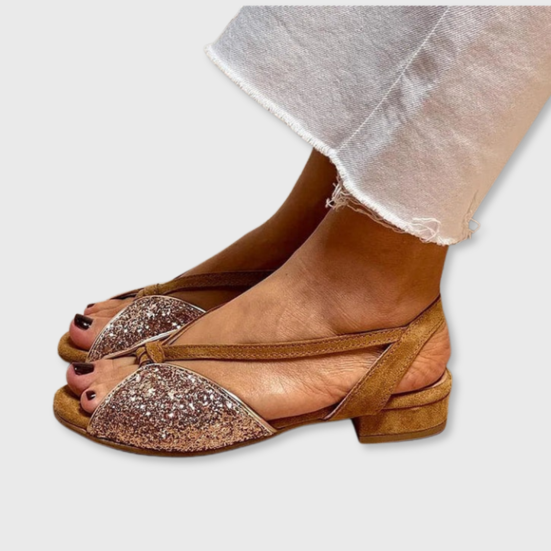 Julia™ | Glitter Lage Sandalen