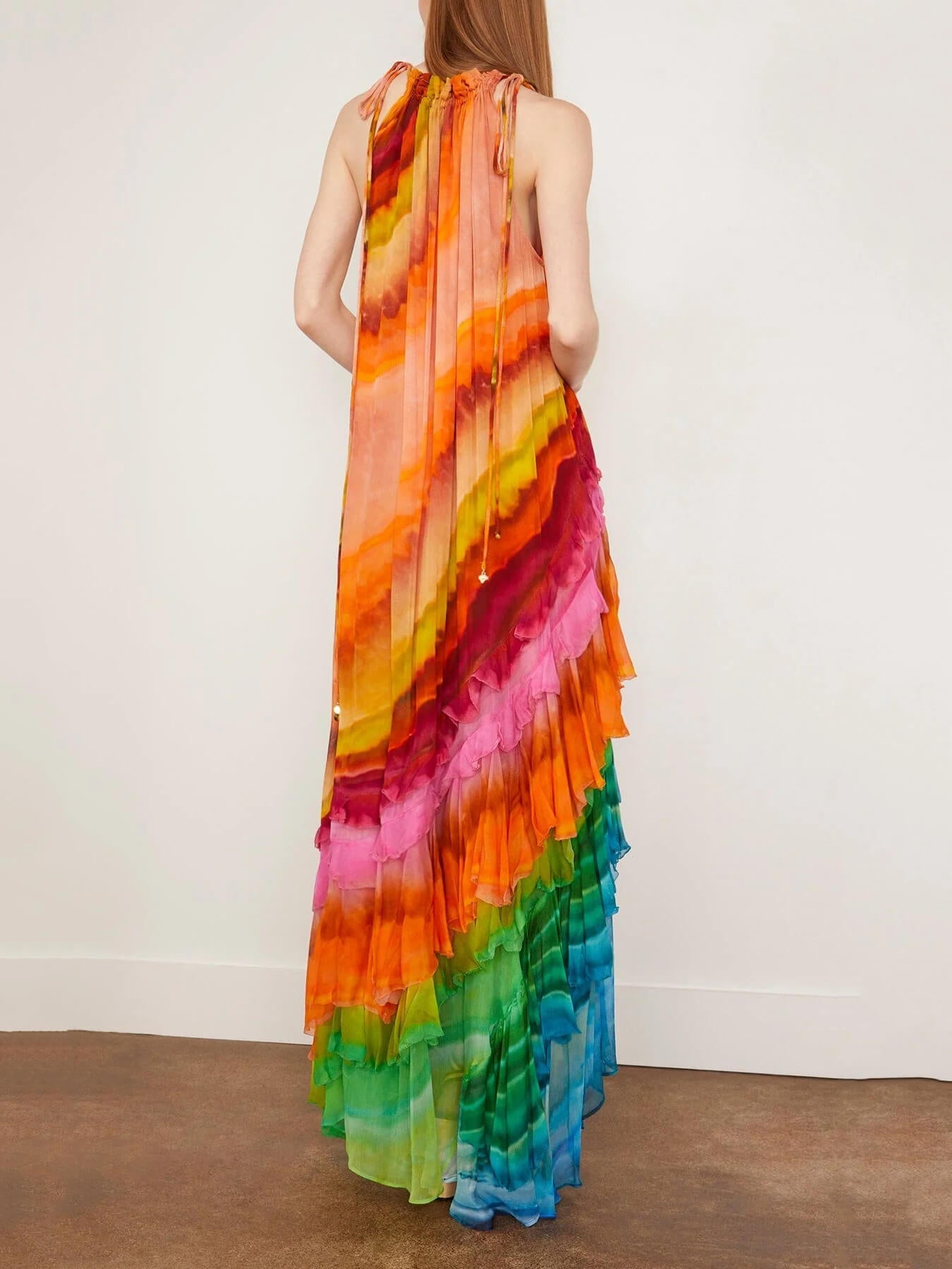 Jade Ruffle Jurk in Meerkleurig