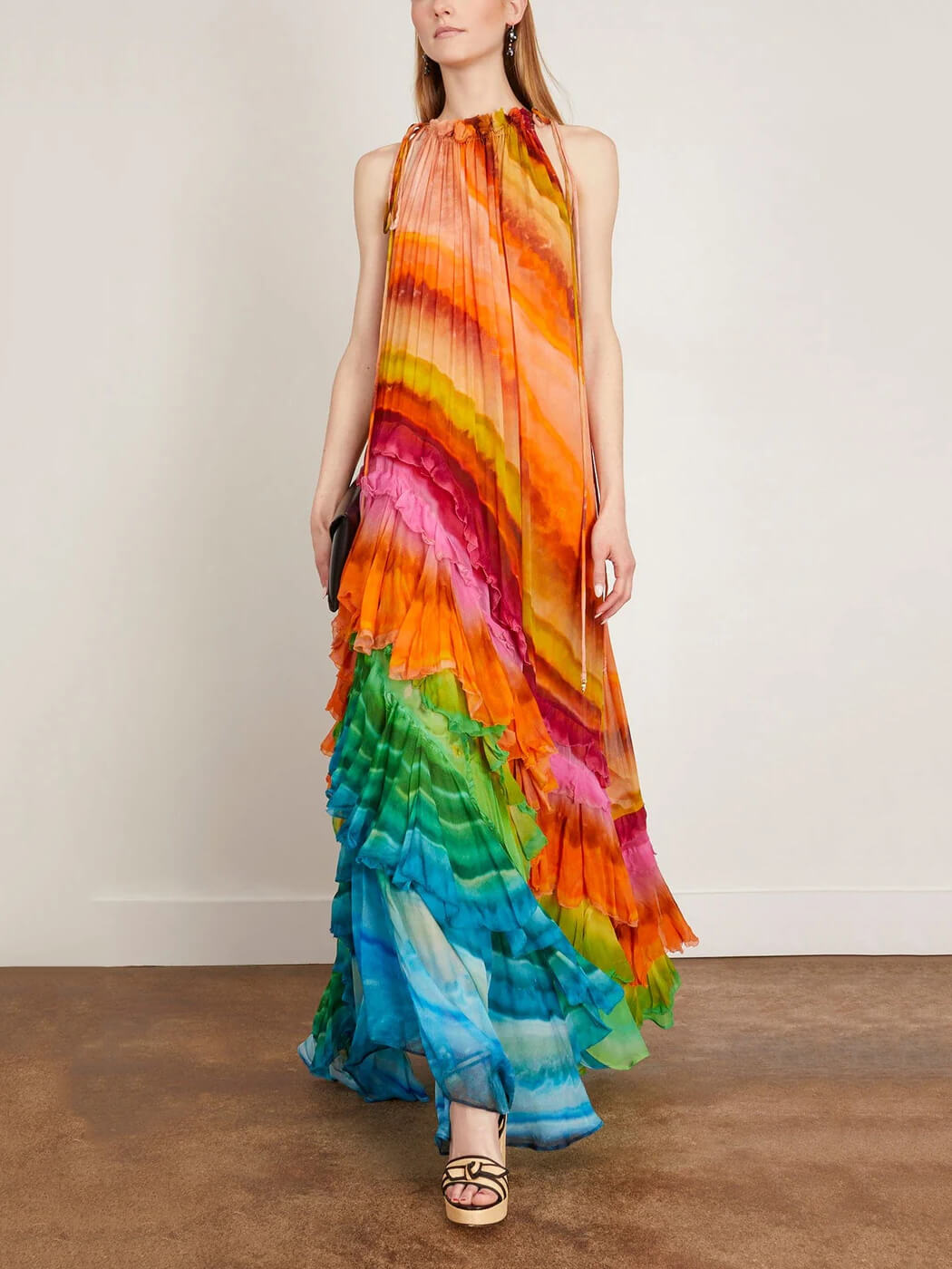 Jade Ruffle Jurk in Meerkleurig