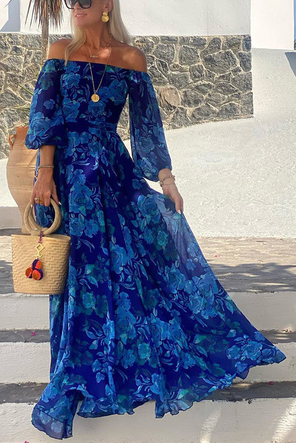 Esmée – Bloemenprint Off-Shoulder Maxi-jurk