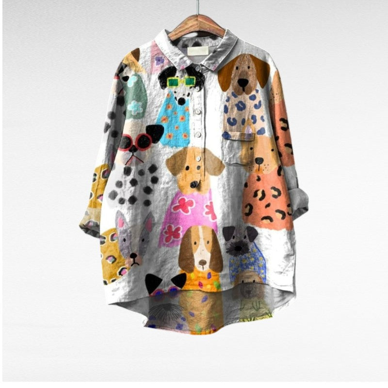 ElvaMode | Exclusieve Damesblouse met Hondenprint