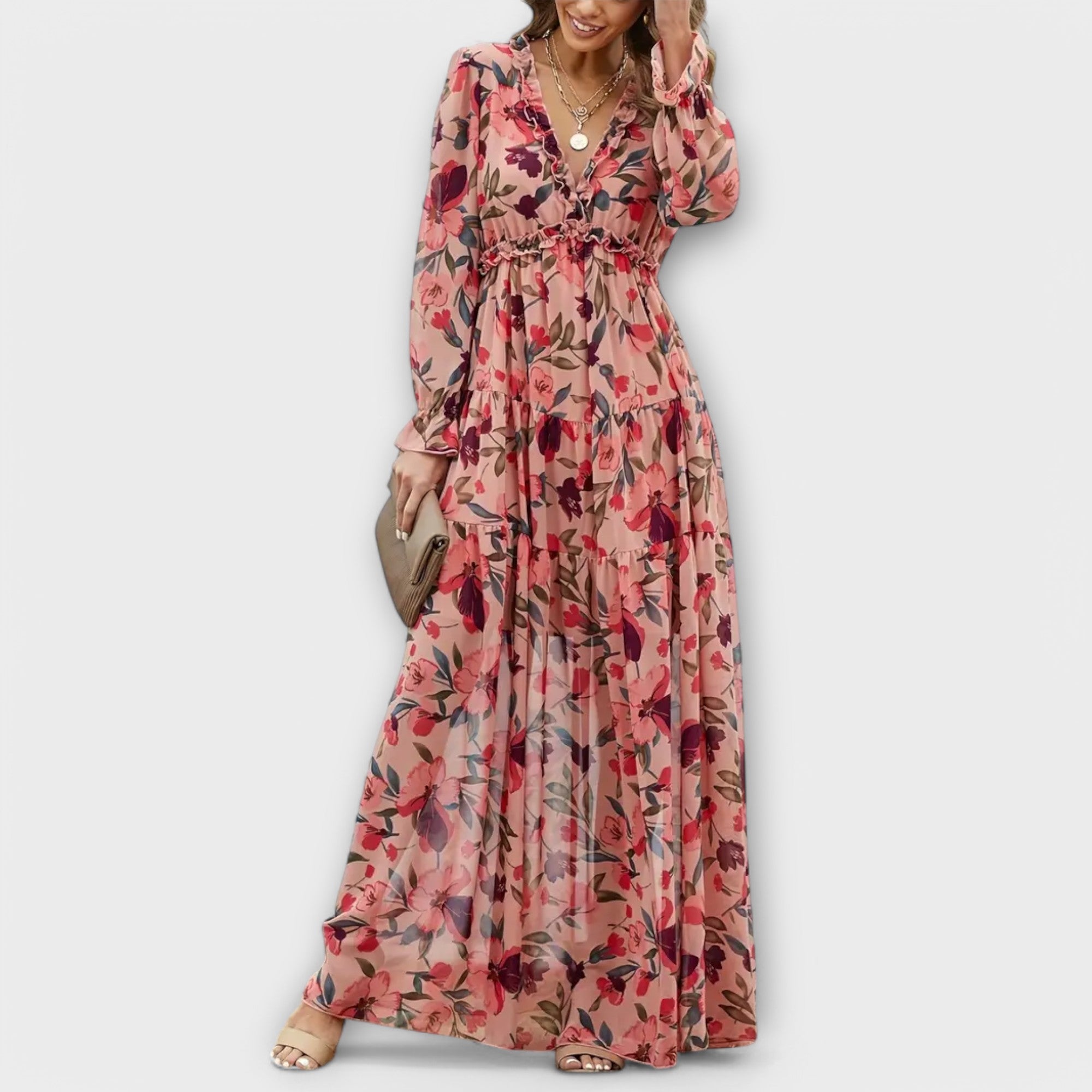 Amber | Elegante Bloemen Maxi Jurk