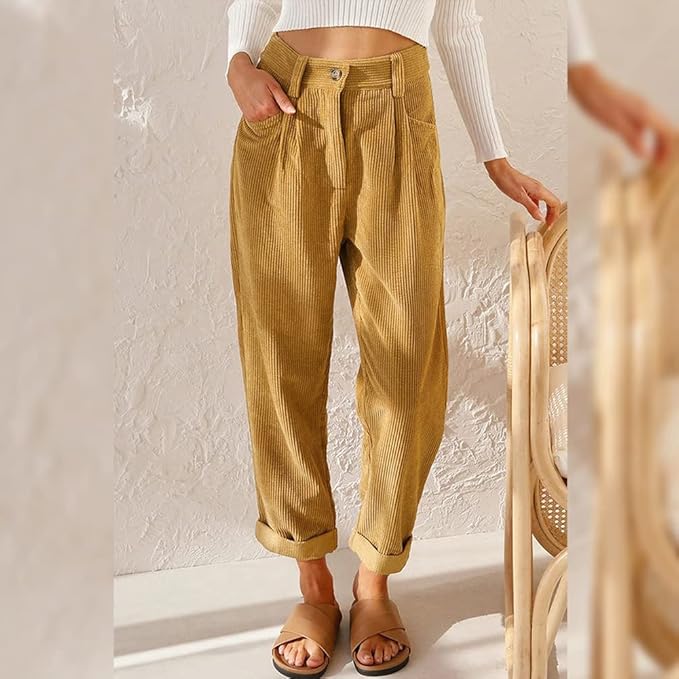 Amber | Comfortabele Hoog-Waist Corduroypant