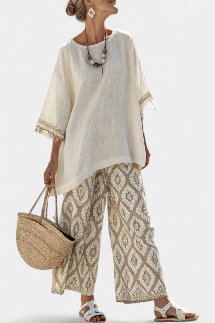 Lieke™ | Boho Blouse &amp; Printbroek Set