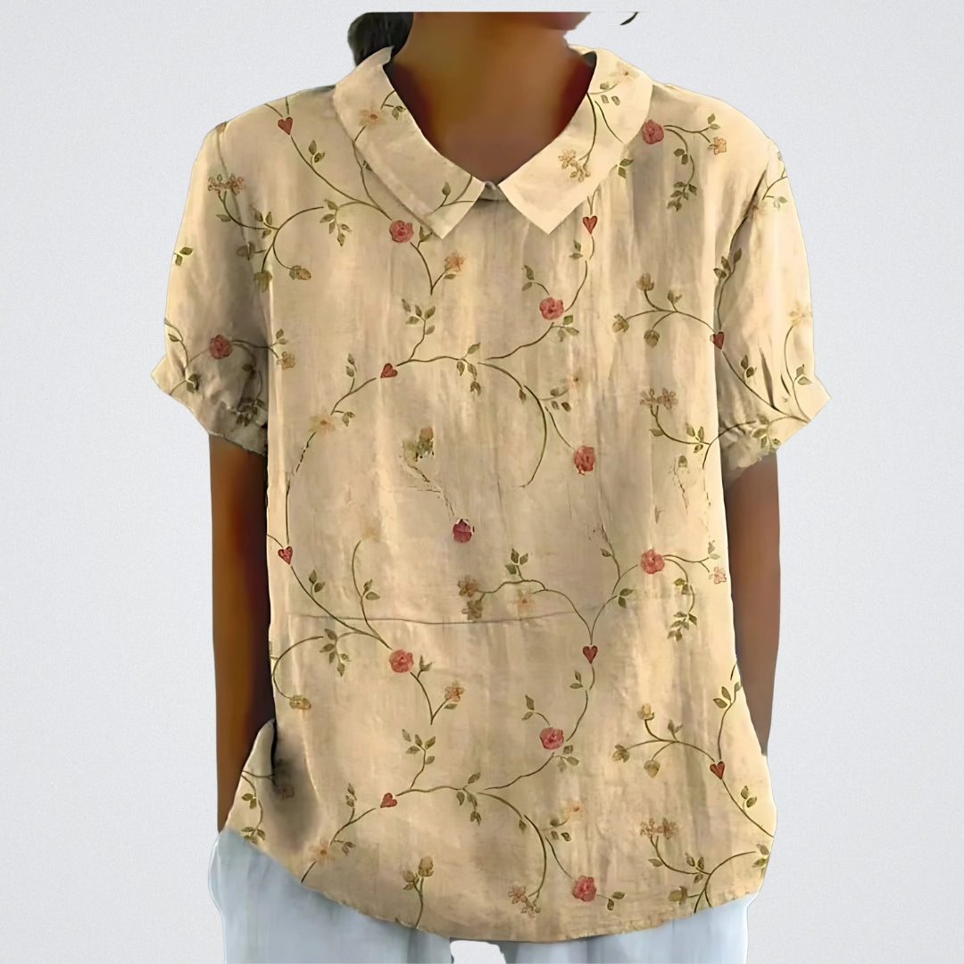 Lina | Bloemen Linnen Blouse