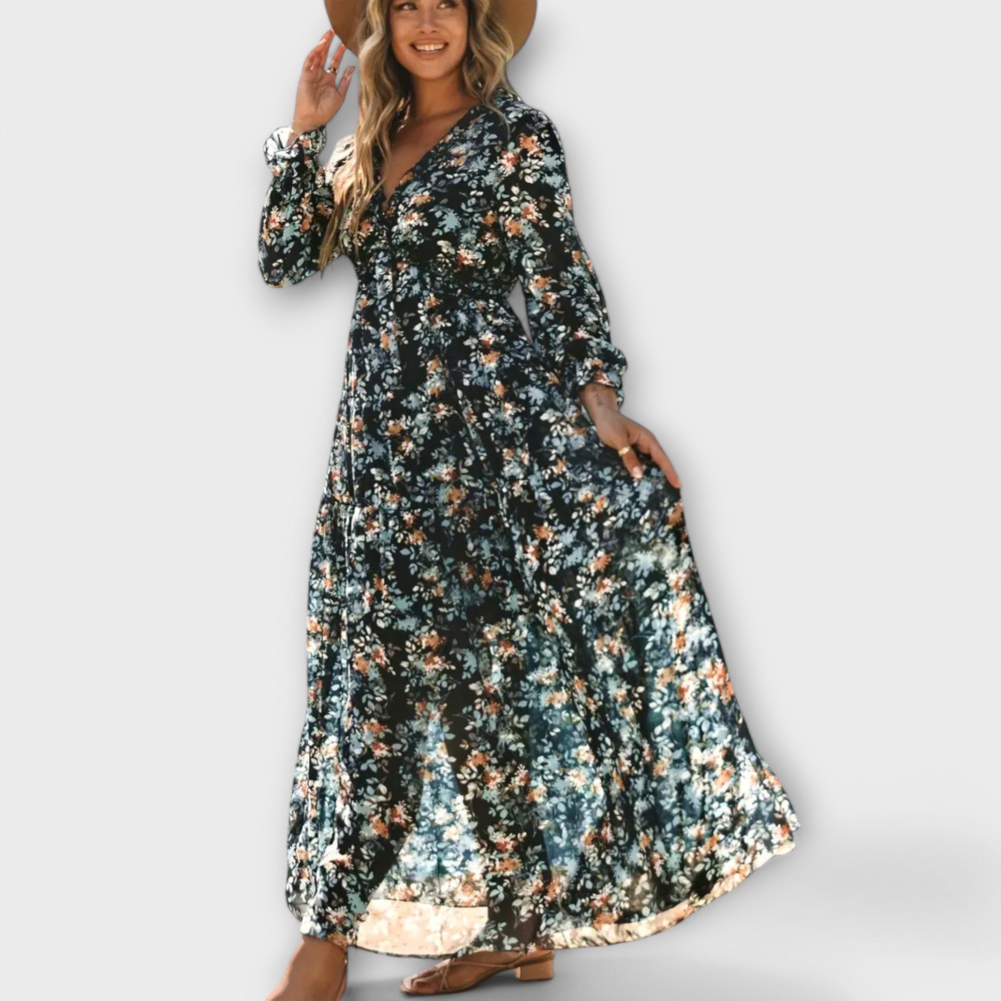 Amber | Elegante Bloemen Maxi Jurk