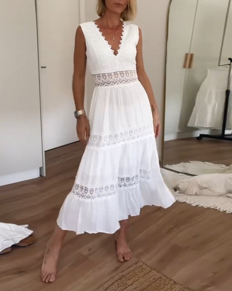 Lisa | Elegante Kanten Jurk met V-Hals