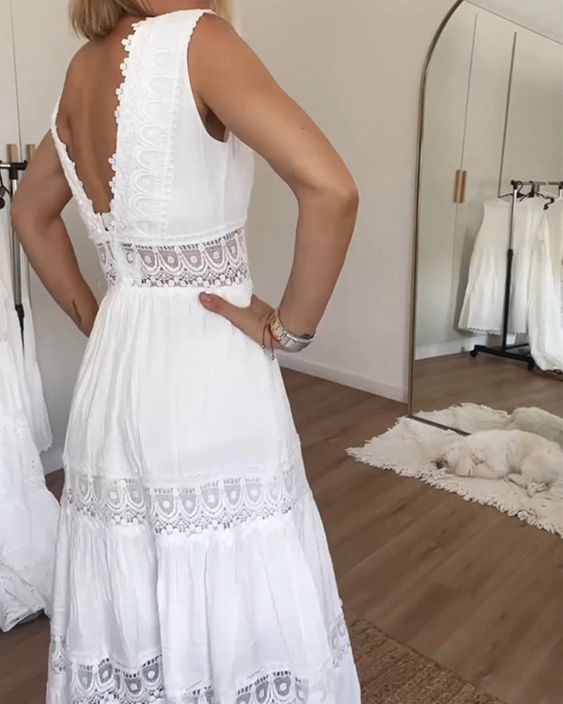 Lisa | Elegante Kanten Jurk met V-Hals