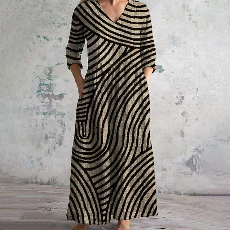 Roos™ | Vintage Gestreepte Jurk