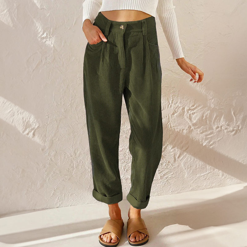 Lieke | Comfortabele Hoog-Waist Corduroy Broeken