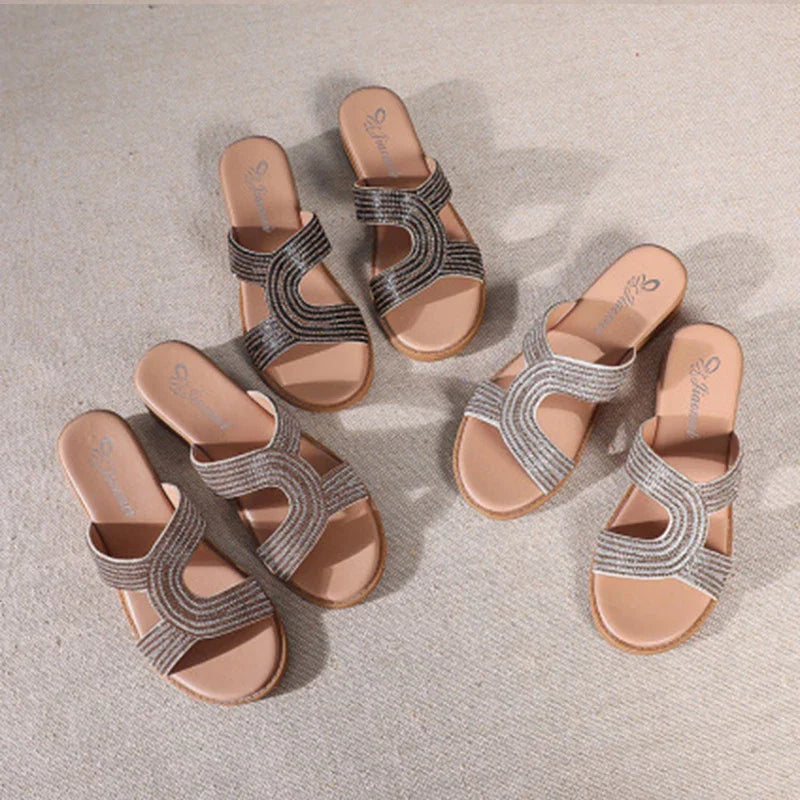 Fiaomei | Elegante orthopedische sandalen met vlinder-vormige kristallen