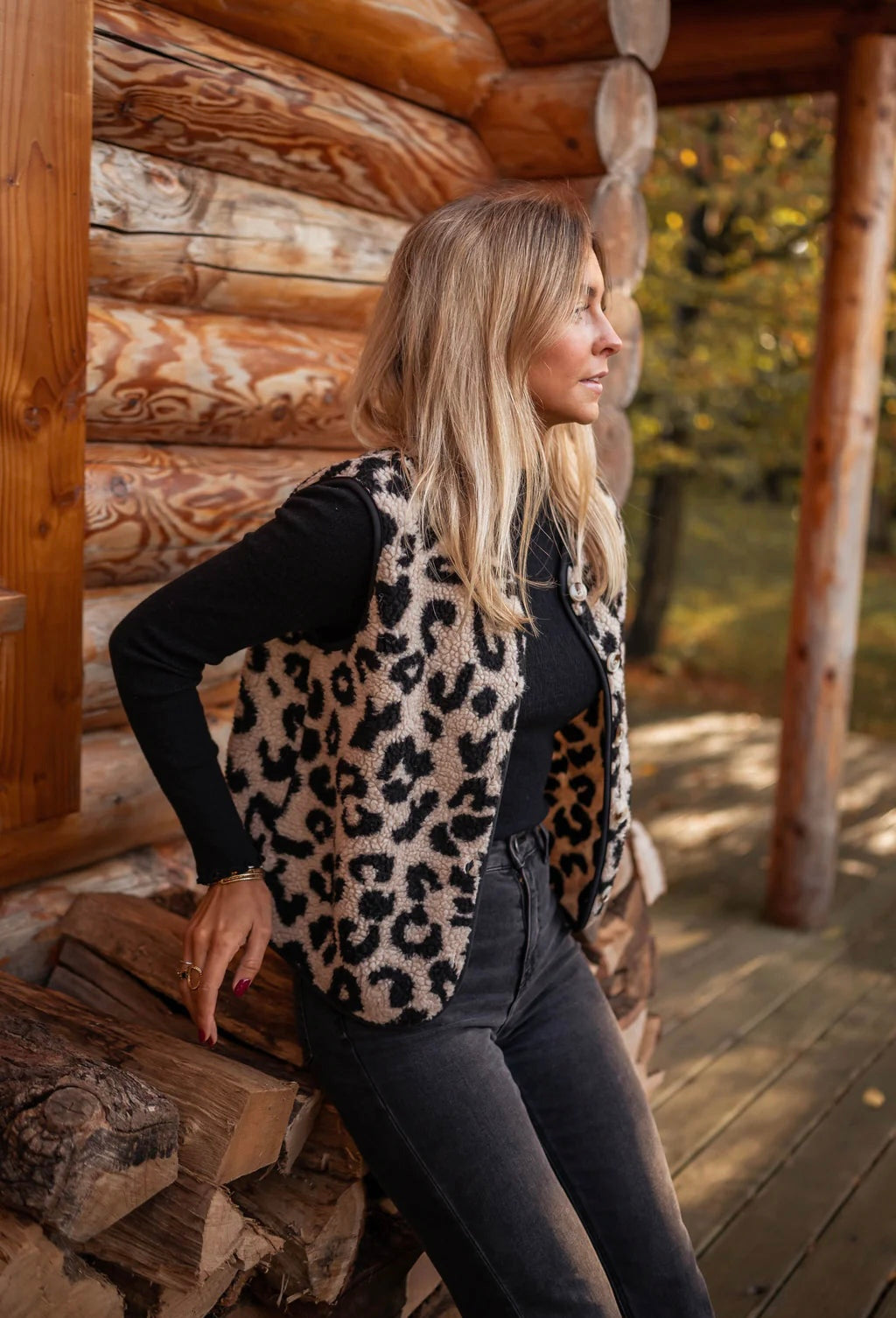 Fenna™ – Gebreid vest met luipaardprint