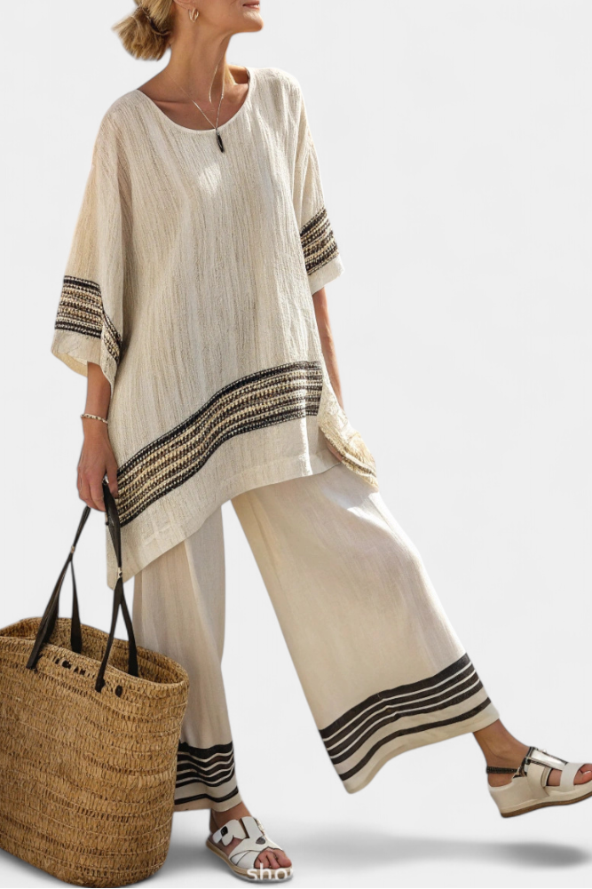 Livia™ | Gestreepte Bamboe Linnen Set