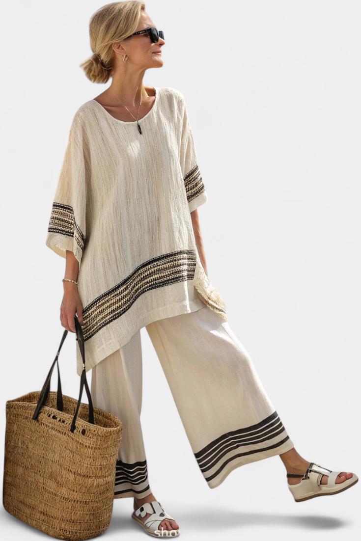 Livia™ | Gestreepte Bamboe Linnen Set