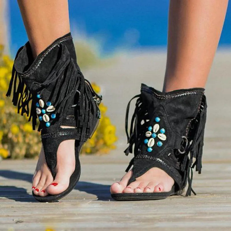 Yara™ | Boho Fringe Sandalen