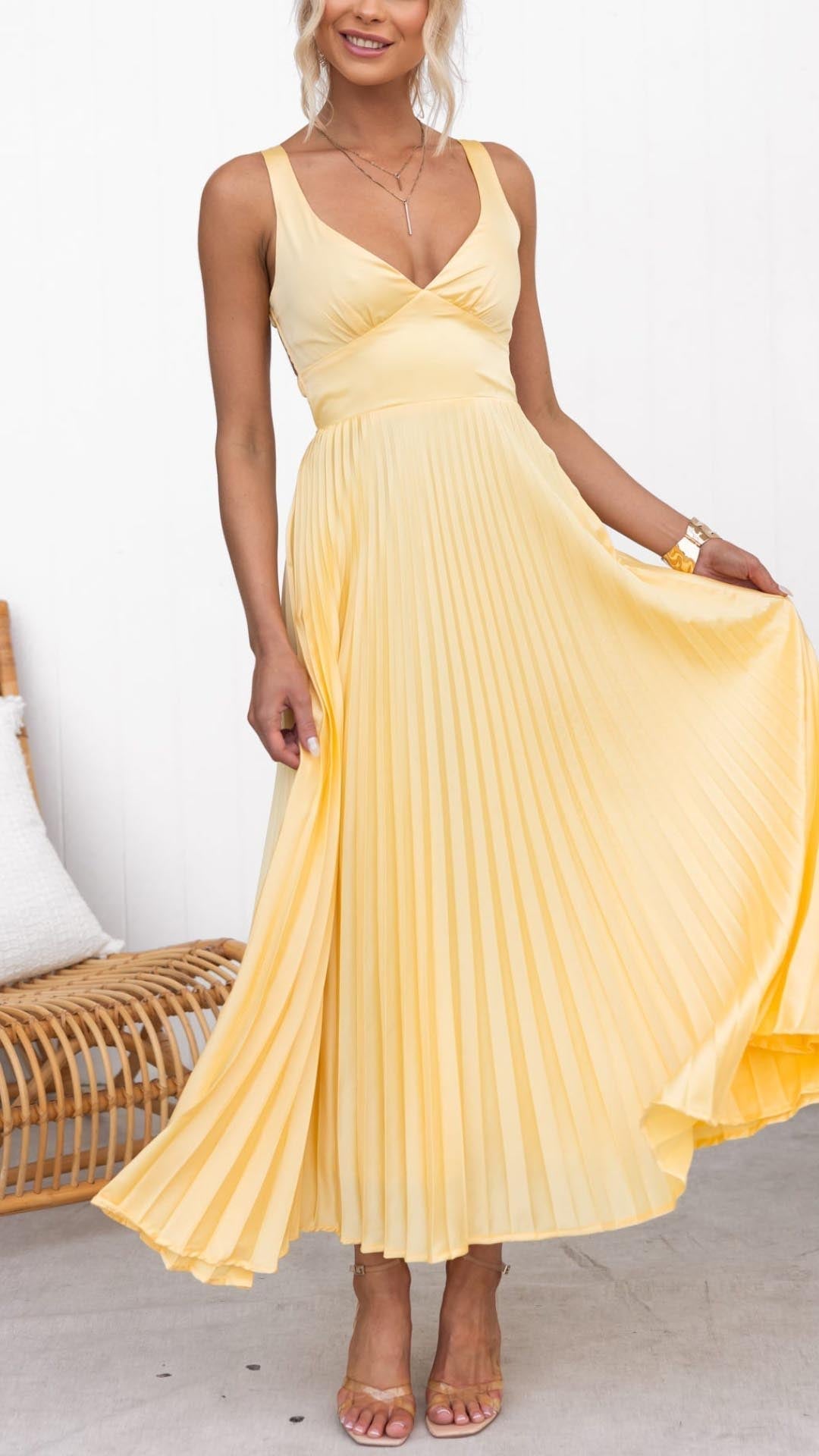 Lieke – Gele maxi-jurk