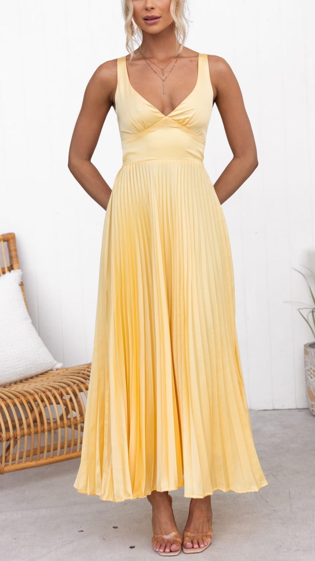 Lieke – Gele maxi-jurk