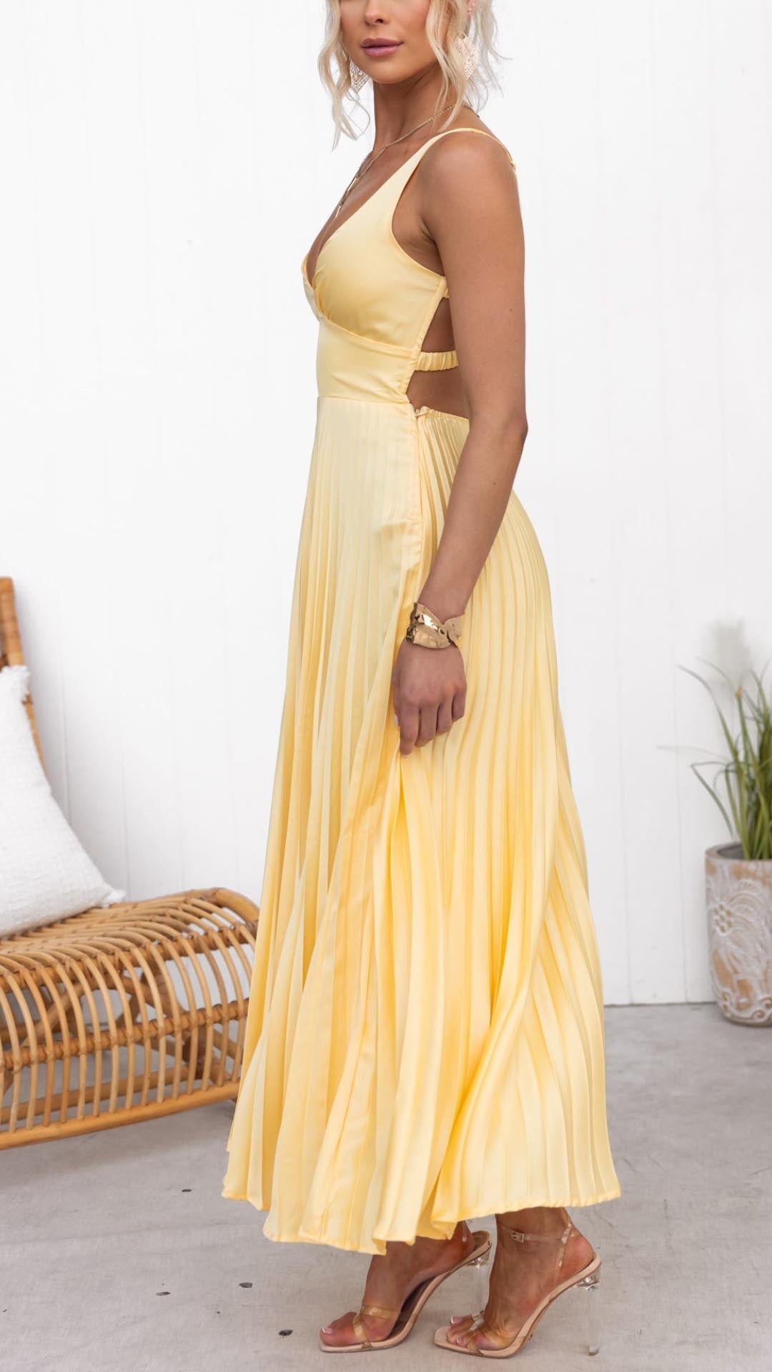 Lieke – Gele maxi-jurk