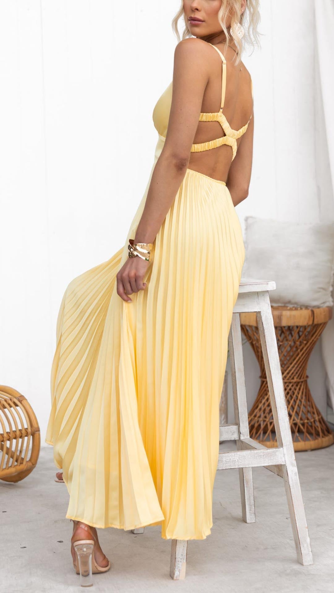 Lieke – Gele maxi-jurk