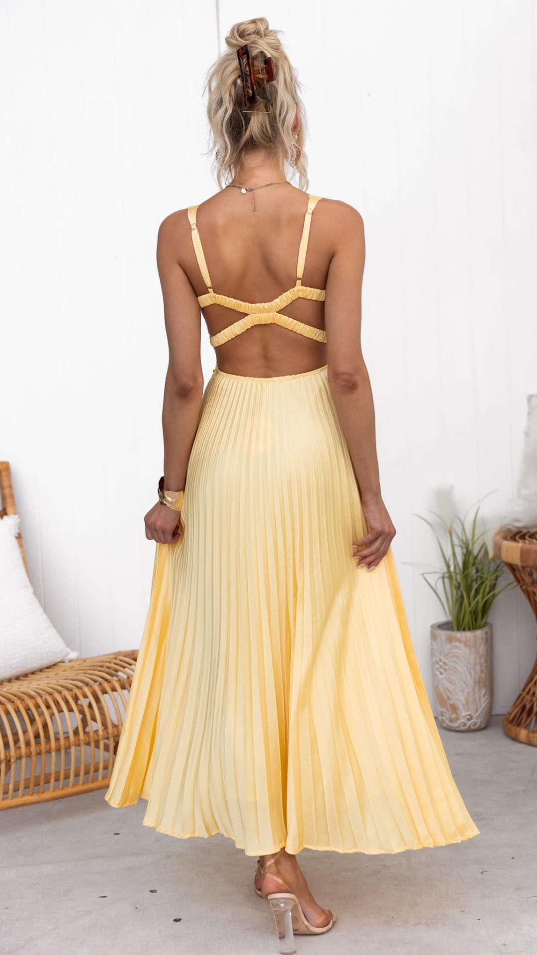 Lieke – Gele maxi-jurk