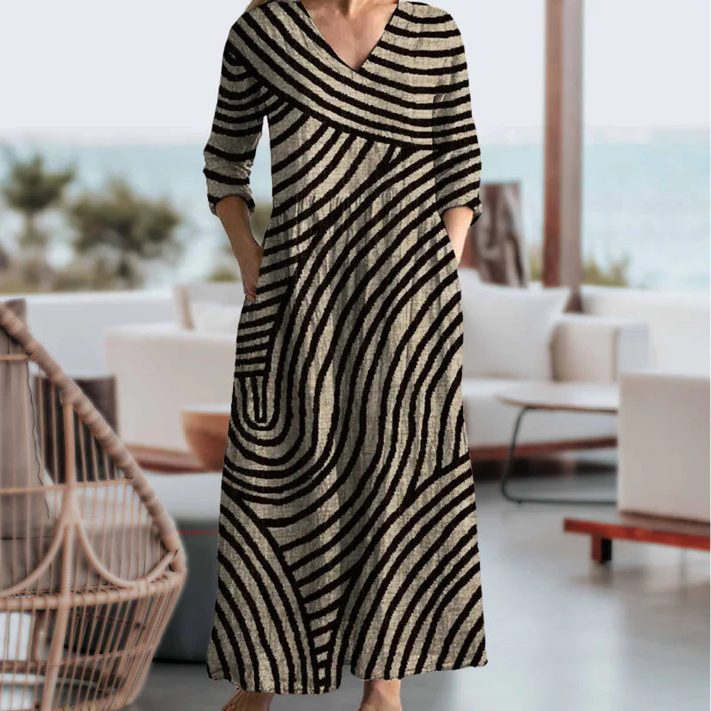 Roos™ | Vintage Gestreepte Jurk