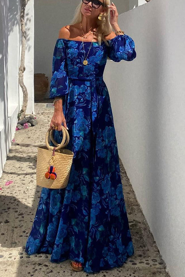 Esmée – Bloemenprint Off-Shoulder Maxi-jurk
