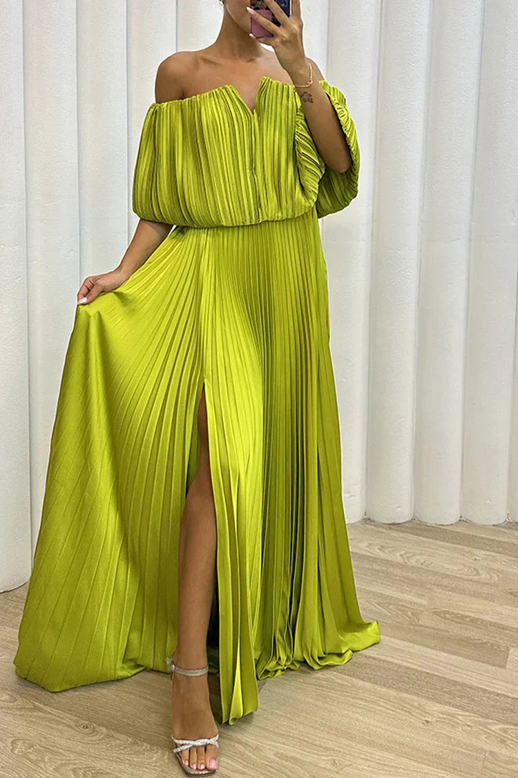 Merel – Elegante Plissé Maxi-jurk