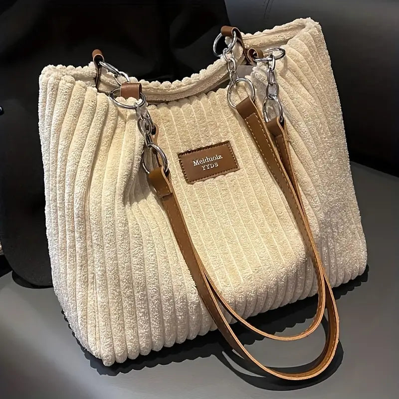 Sanne | Elegante Ribfluwelen Shopper