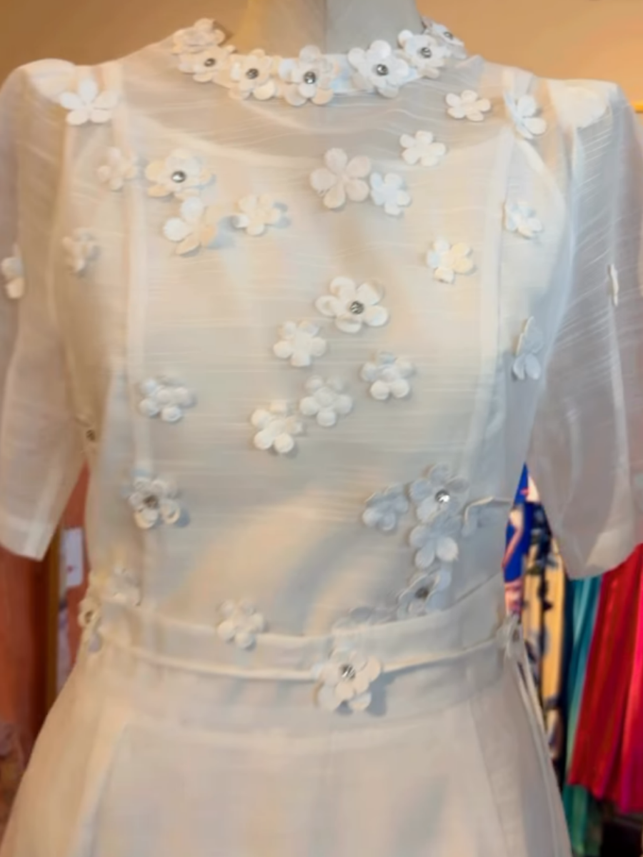 Anna | Gebloemde Effen Jurk