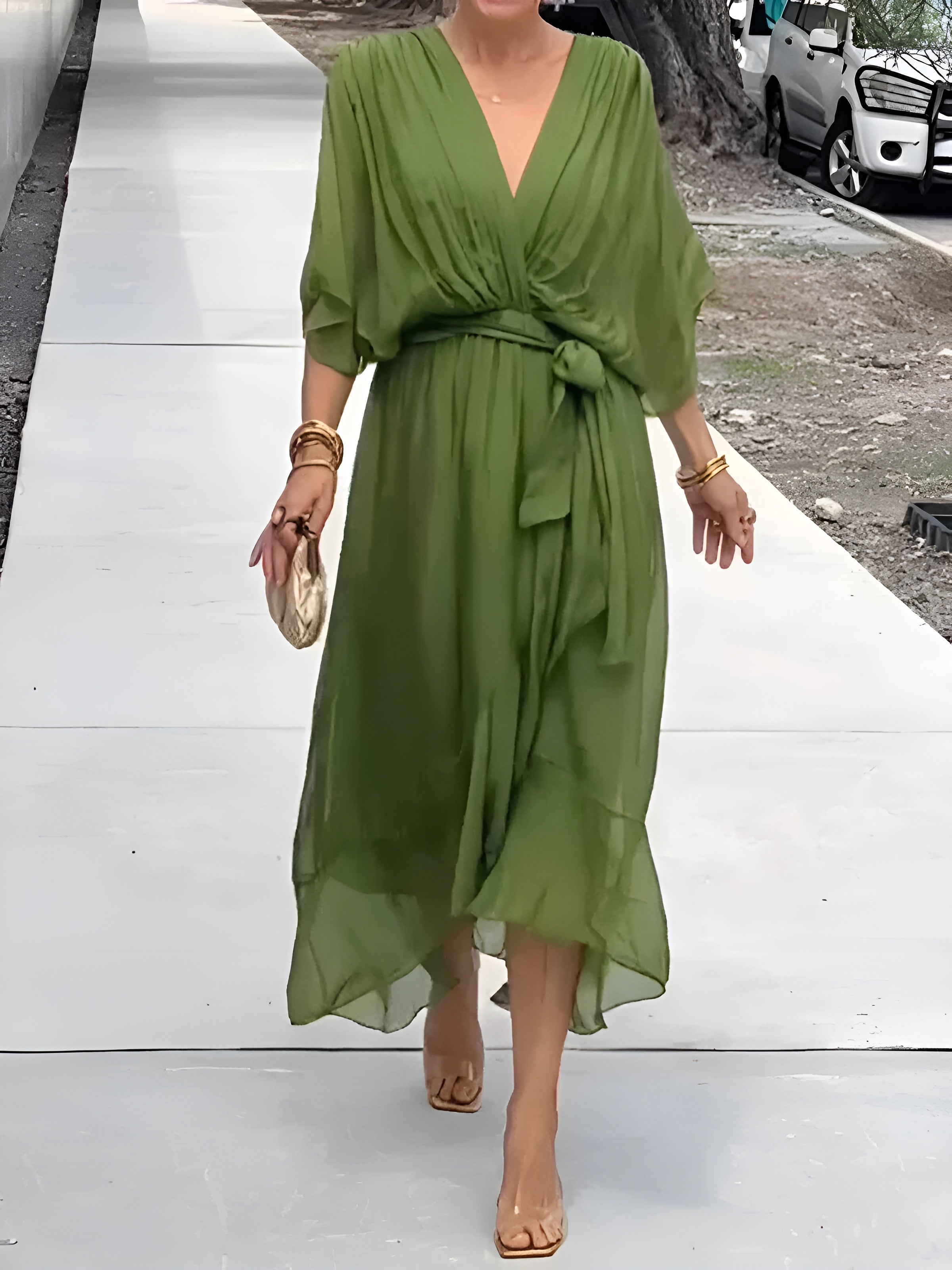 Fleur™ | Chiffon V-hals Jurk