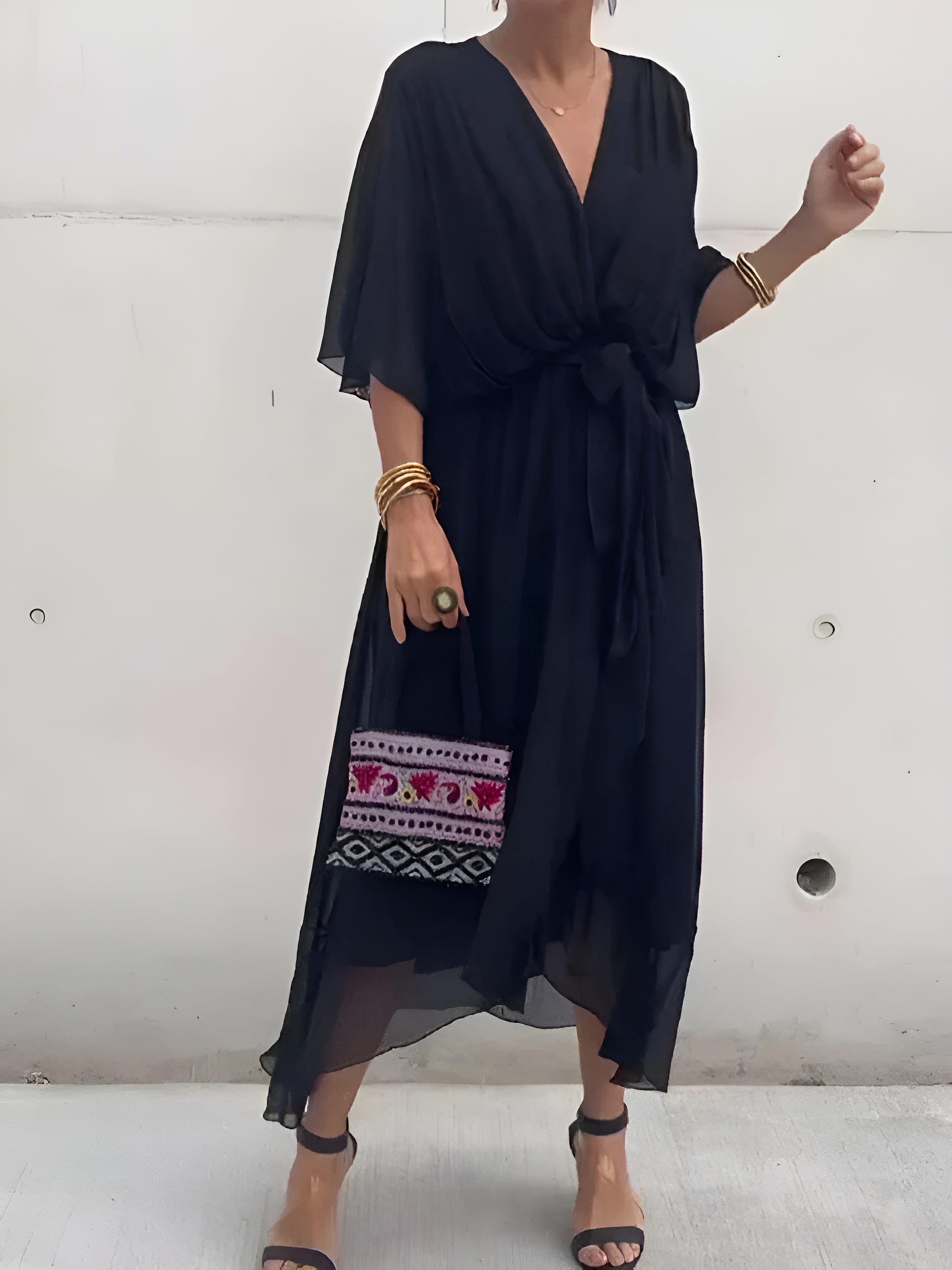 Fleur™ | Chiffon V-hals Jurk