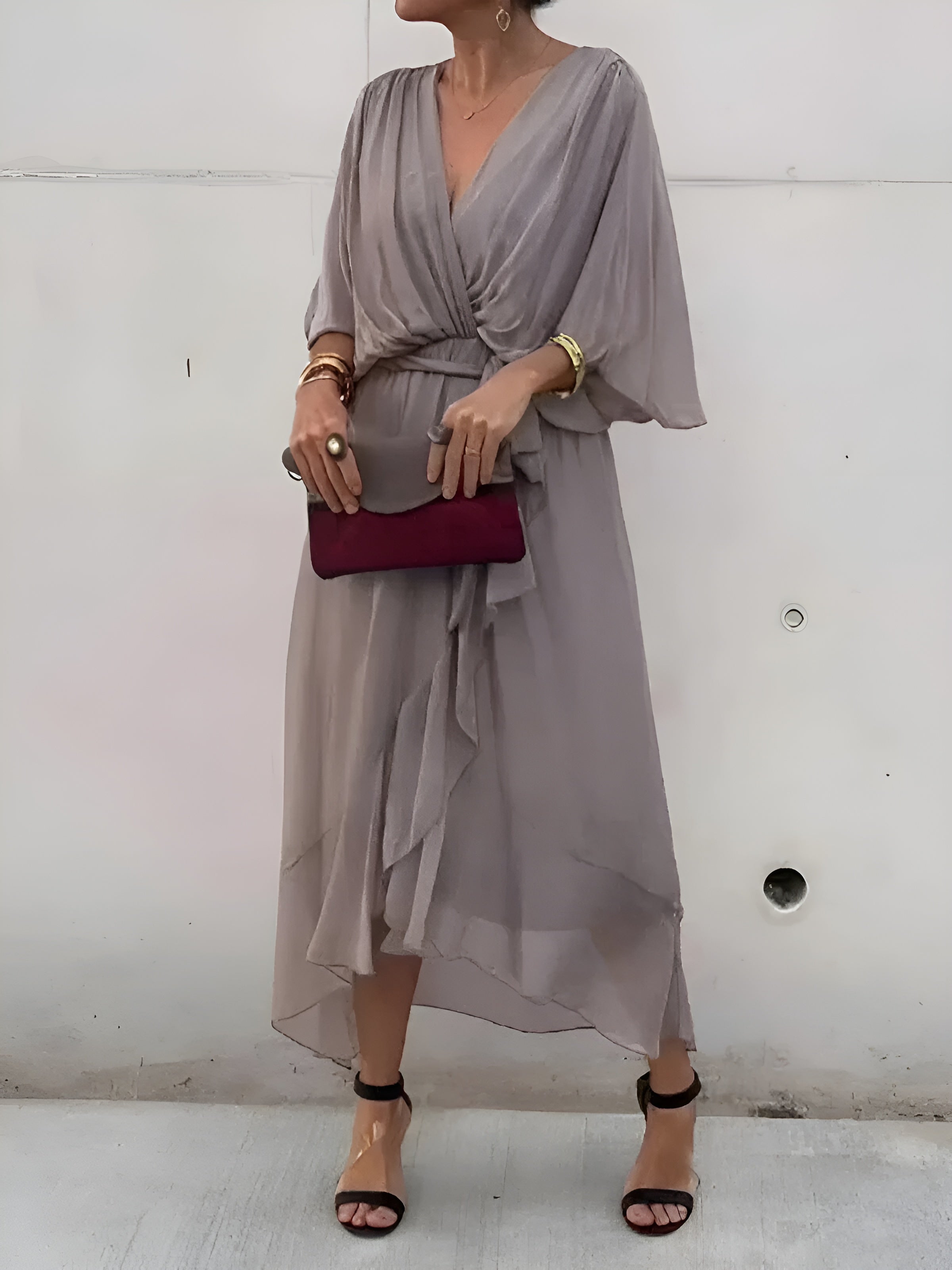 Fleur™ | Chiffon V-hals Jurk