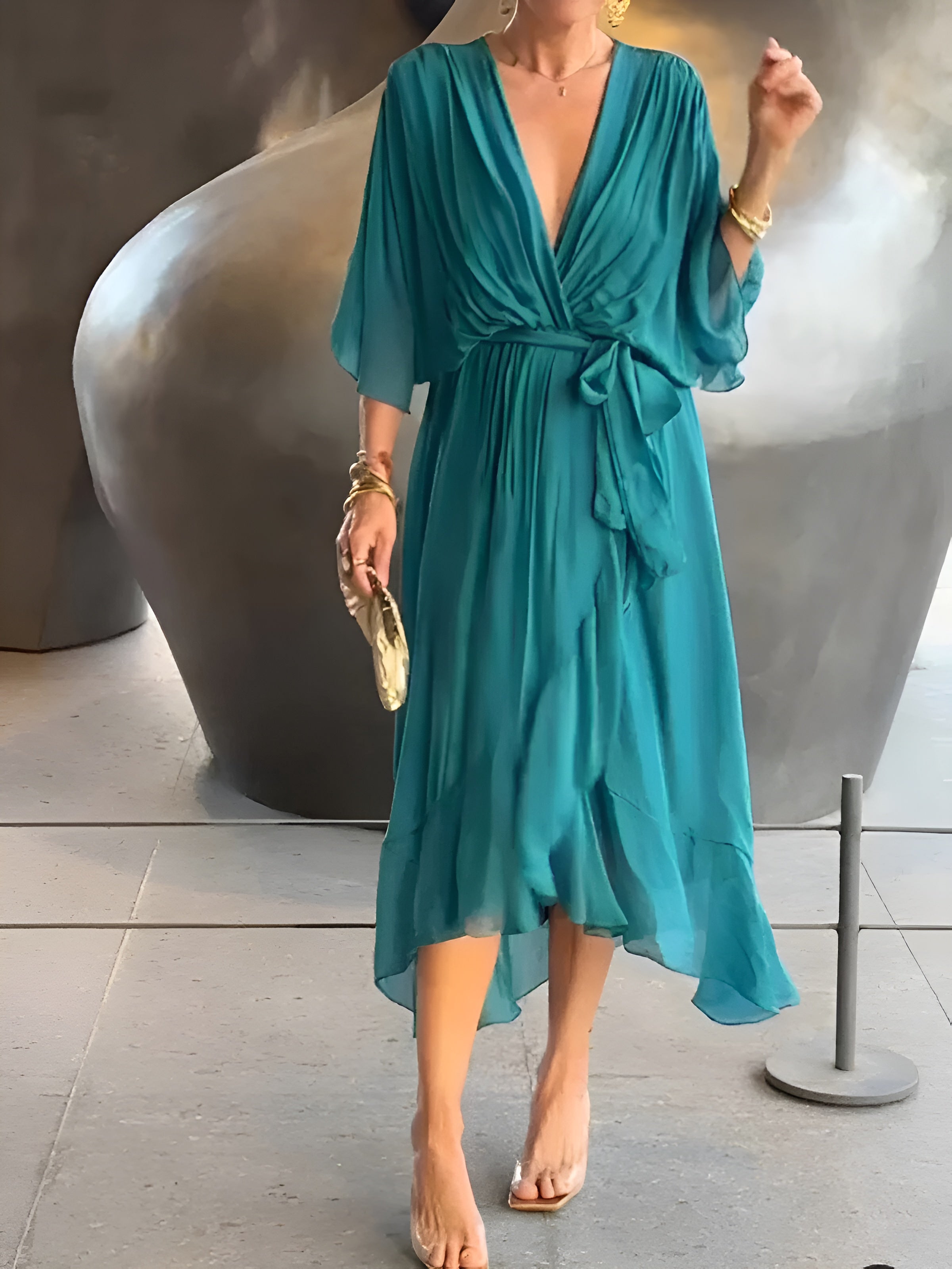 Fleur™ | Chiffon V-hals Jurk