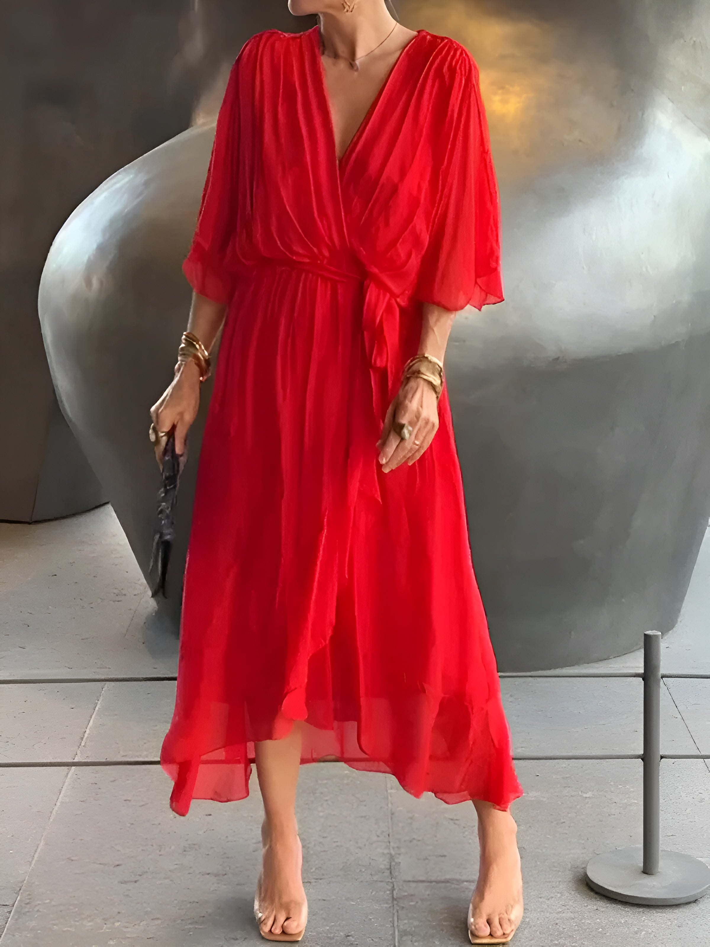 Fleur™ | Chiffon V-hals Jurk